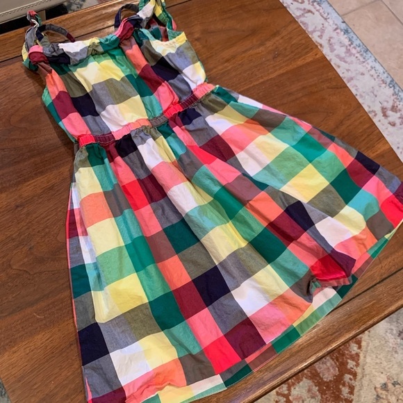 Janie and Jack Multi-Color Buffalo Plaid Off the Shoulder Sun Dress Size 5 - Picture 5 of 5